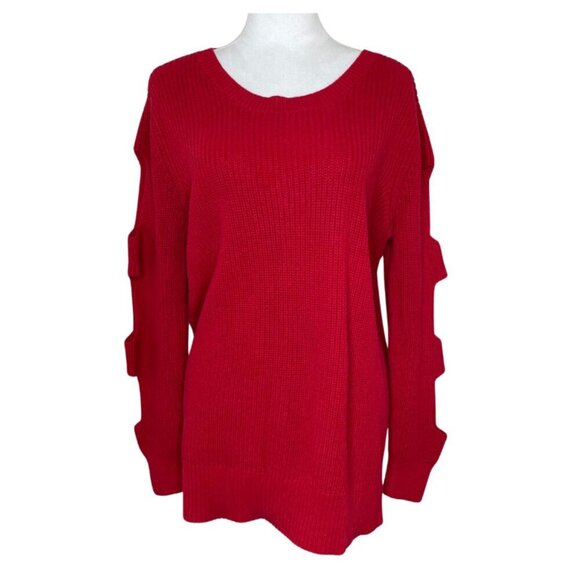 a.n.a Sweaters - a.n.a. Women's Classic Knit Cut Out Sleeves Office Preppy Sweater Size XL Red
